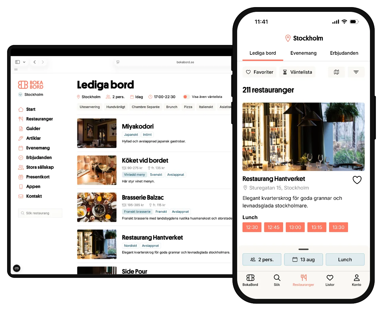 Lediga bord på bokabord.se i dator och mobil